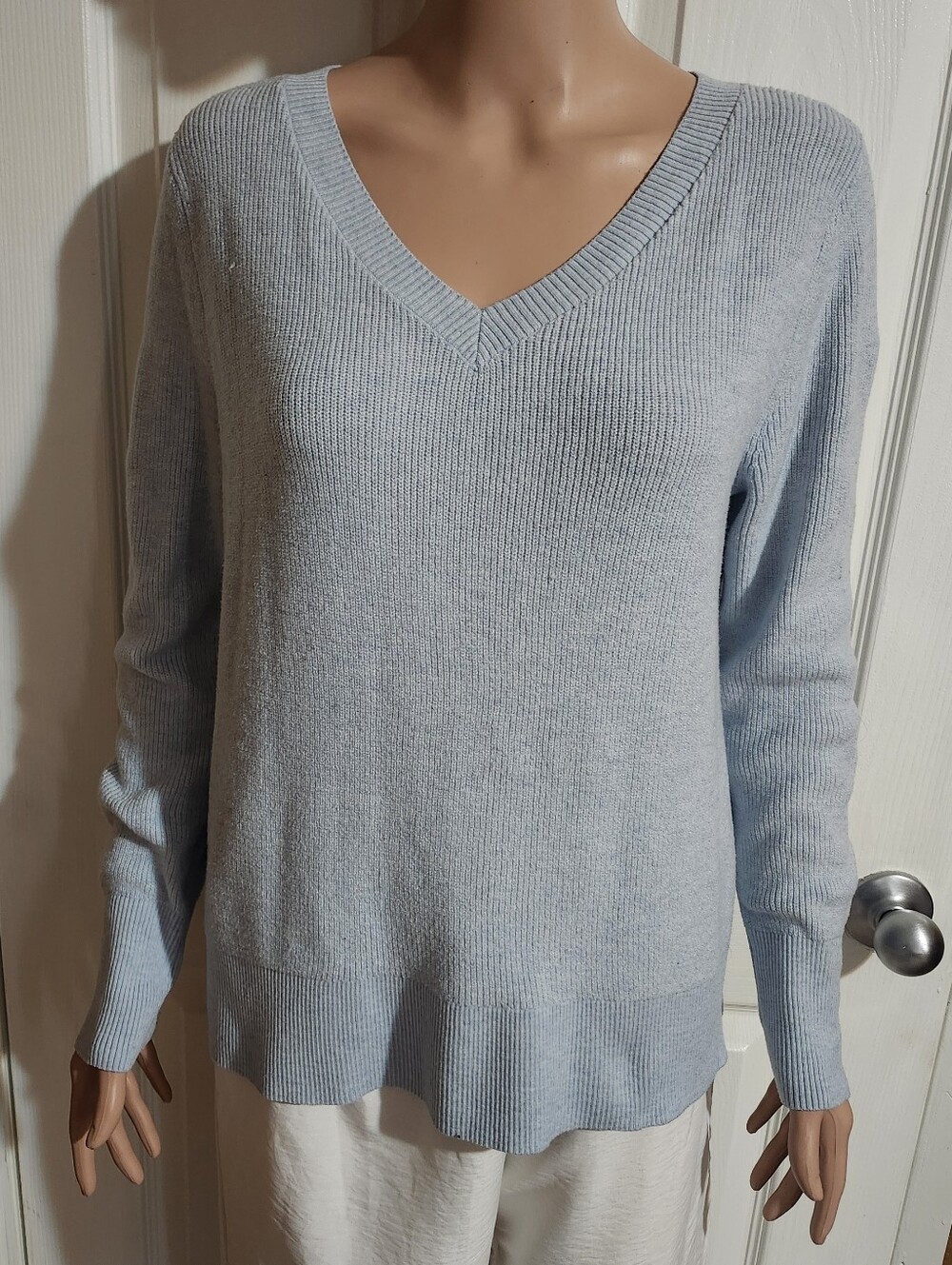 Womens Light blue rib-knit top from Natural Reflections in a size small,